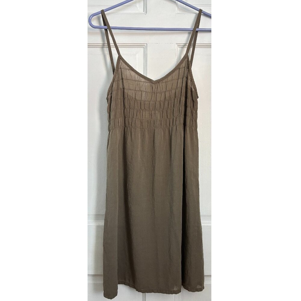 MM6 Maison Margiela Dress Brown Short Mini Sheer Summer Shirred Straps size 44 8